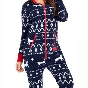 Tipsy Elves Women's Navy and White Pajama Set with Red Trim